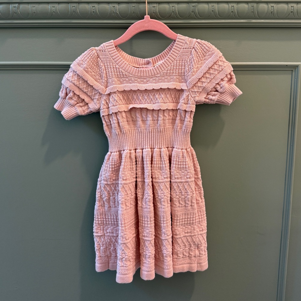 Janie and Jack Pink Textured Knit Girls' Dress